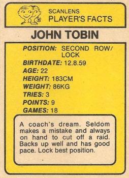 1981 Scanlens #163 John Tobin Back